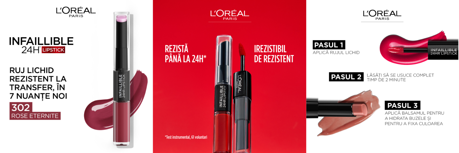 Ruj lichid rezistent la transfer Infaillible 24H 2 Step, 803 Eternally Exposed, 6.4 ml, Loreal Paris